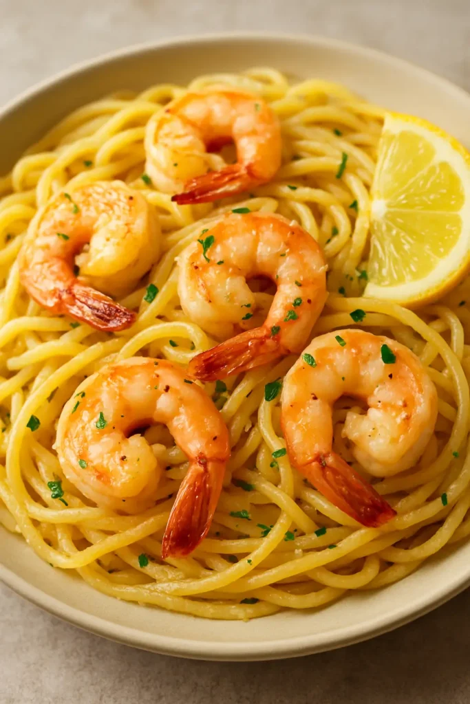 🦐🍋Recette de Pâtes Aux Crevettes Ail Citron – Recette rapide &amp; savoureuse