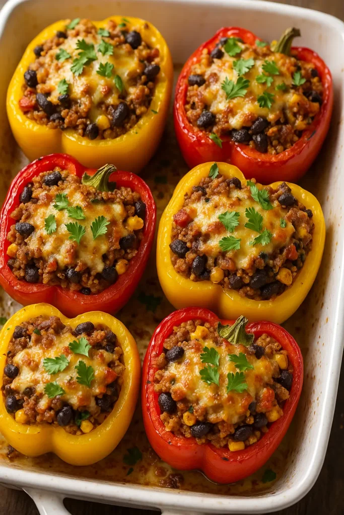 🌶️ Poivrons farcis rôtis au quinoa, viande hachée et légumes