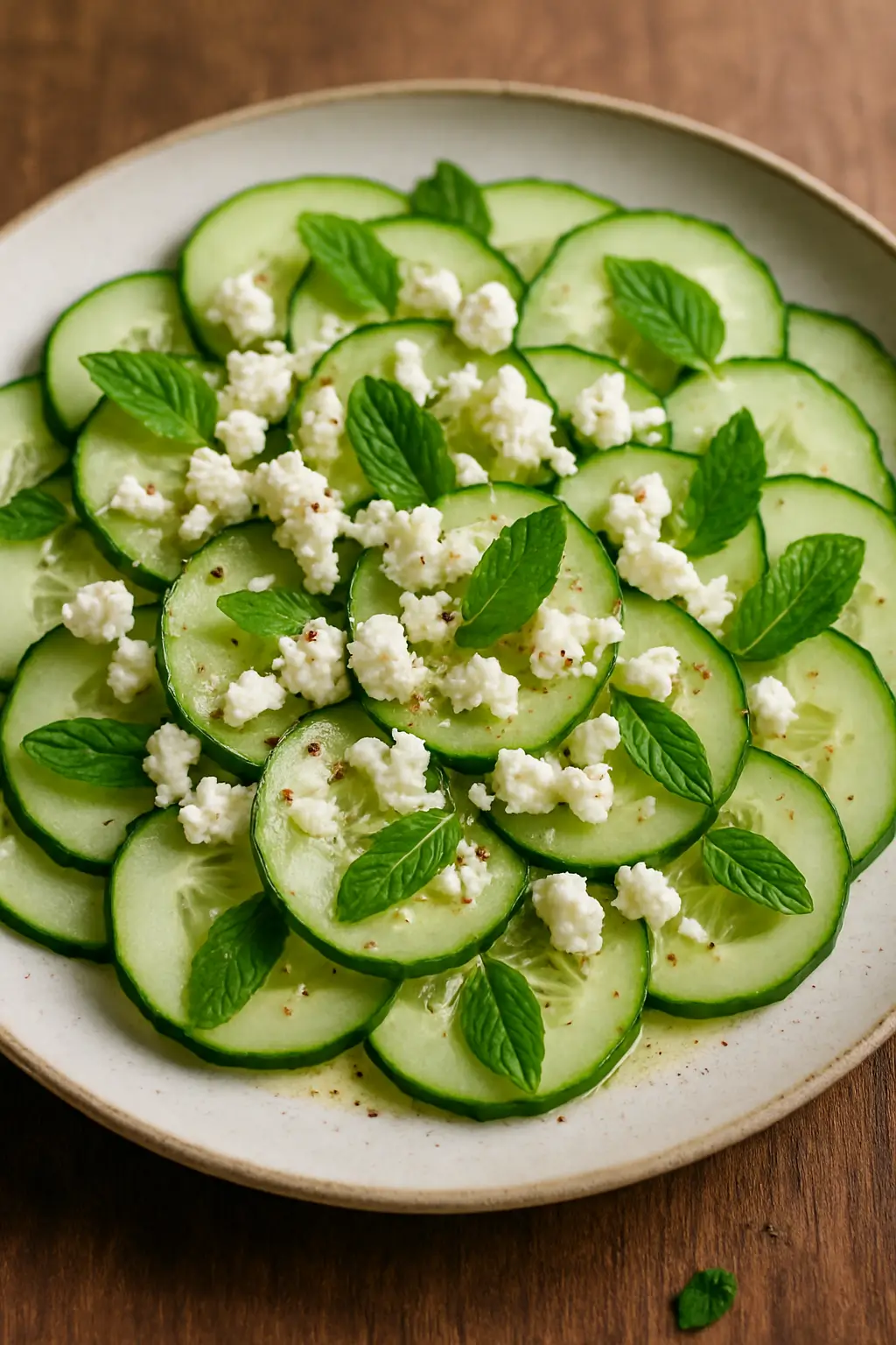 🥒 Carpaccio de concombre, feta et menthe