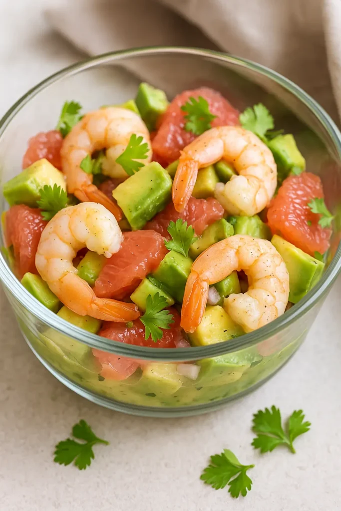 🥑 Salade d’avocat, crevettes et pamplemousse