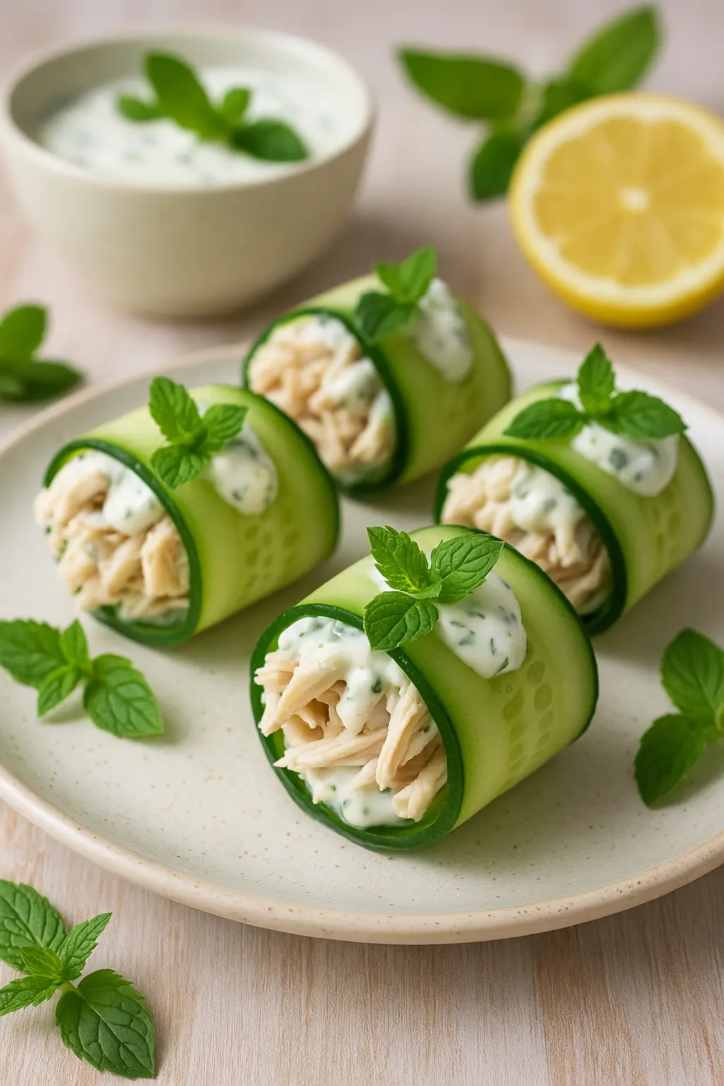🥒🍗 La Meilleure Recette De Wraps De Concombre Au Poulet Et À La Sauce Yaourt Menthe