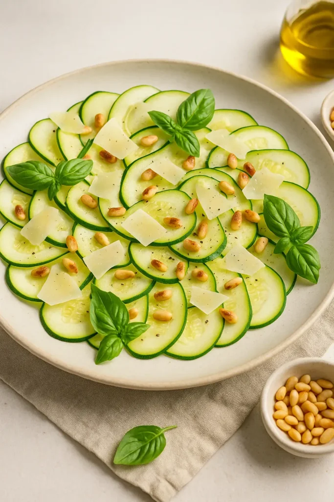 🥒 La Meilleure Recette De Carpaccio De Courgettes Au Parmesan Et Pignons