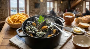 Moules à la bretonne avec beurre et persil